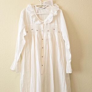 Hopeless Romantic Smocked French Knotted Roses Heirloom Cotton Nightgown Sz M